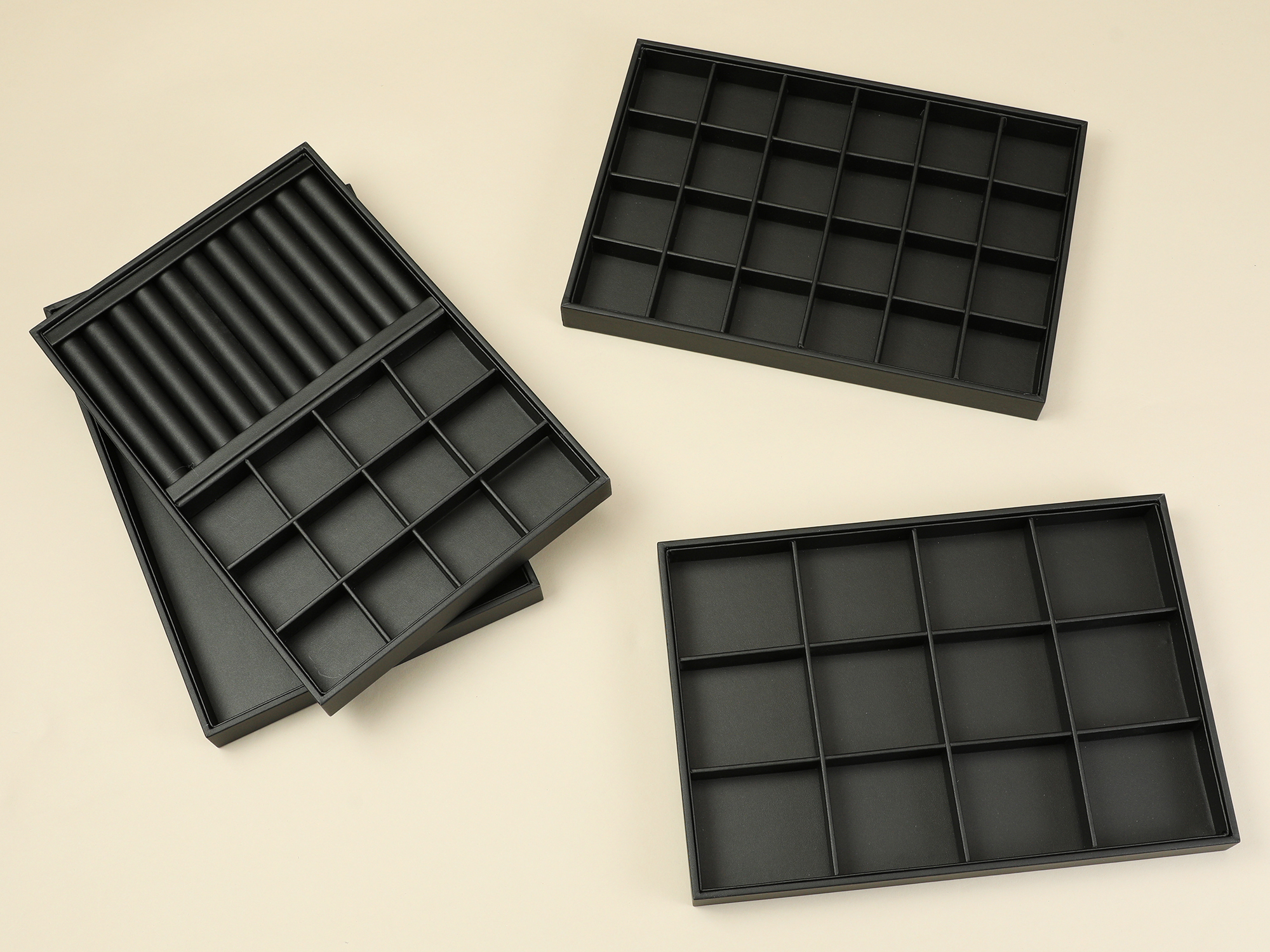 Unique Bargains Jewelry Organizer Trays with Removable Dividers for Drawers Storage Black-12 Grid Tray