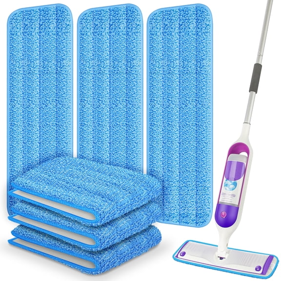 SUGARDAY Reusable Mop Pads for SwifferPower Mop 6 Pack, Microfiber Power Mop Wet Pads Refills Replacement Machine Washable for 13''-15'' Spray Floor Mops
