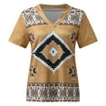 thumbnail image 4 of Women‘s Western Ethnic Style Pattern Printed V Neck T-Shirt Western Style Short Sleeve For Women, 4 of 4