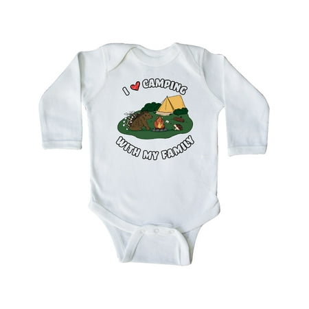 

Inktastic I Heart Camping With My Family with Hedgehog and Porcupine Gift Baby Boy or Baby Girl Long Sleeve Bodysuit