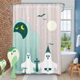 thumbnail image 1 of Whimsical Halloween Shower Curtain with Friendly Ghosts & Moonlit Sky, 1 of 4