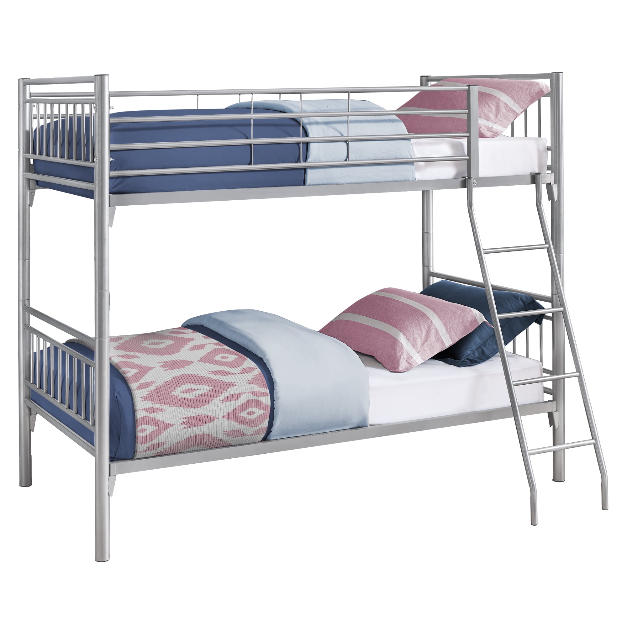 78.5" Silver Contemporary Twin Size Detachable Bunk Bed