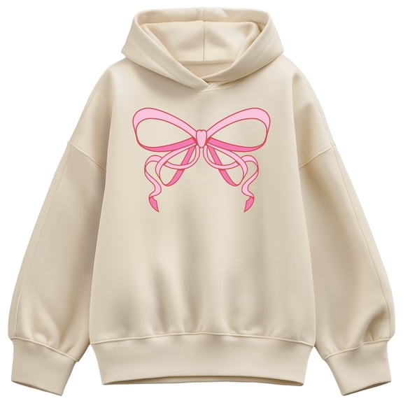Instant Message - Simple Bow - Women's Oversized Fleece Hoodie Sweatshirt