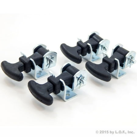 2.625 Inch Cabinet Latch - 4 Pack Rubber Hood Catch Hold-Down Kit 2.5 Inch Mini Easy Grip Draw Latch Zinc Plated Steel Brackets and Hardware Replacement 2 1/2 Compartment Luggage Container Battery Box Tiedown LP Bottle Cover