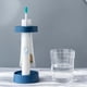 thumbnail image 5 of Soporte para cepillos de dientes ajustable en altura con taza, organizador de baño para pasta de dientes y cepillos de dientes, soporte de encimera de plástico blanco con cubierta, diseño que ahorra, 5 of 7