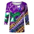 thumbnail image 4 of Penkiiy Blouse Carnaval pour Femmes Mardi Gras Mode Imprimée Décontractée Col Rond Manches 3/4 T-shirt Blouse m Multicolore, 4 of 5