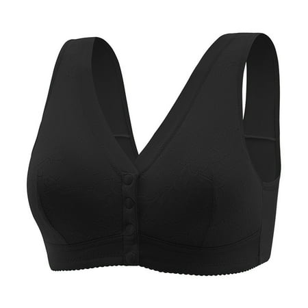 Blphud Plus Size Bra Womens Bras No Underwire Pack Women s Front Side Buckle Lace Edge without Steel Ring Movement Seamless Adjustment Large Bra Lingerie for Women Sports Bras Black 46