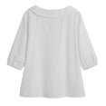 thumbnail image 4 of Vekome Womens Blouses 3/4 Sleeve Plus Size Pullover Tops Collared Casual Tee Shirts Solid Color Summer Blouses White L, 4 of 5