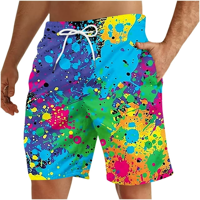 Pantalones Cortos para Hombre Atléticos Pantalones de Playa de Impresión Especial, Pantalones Cortos Atléticos de Poliéster Elásticos para Hombres