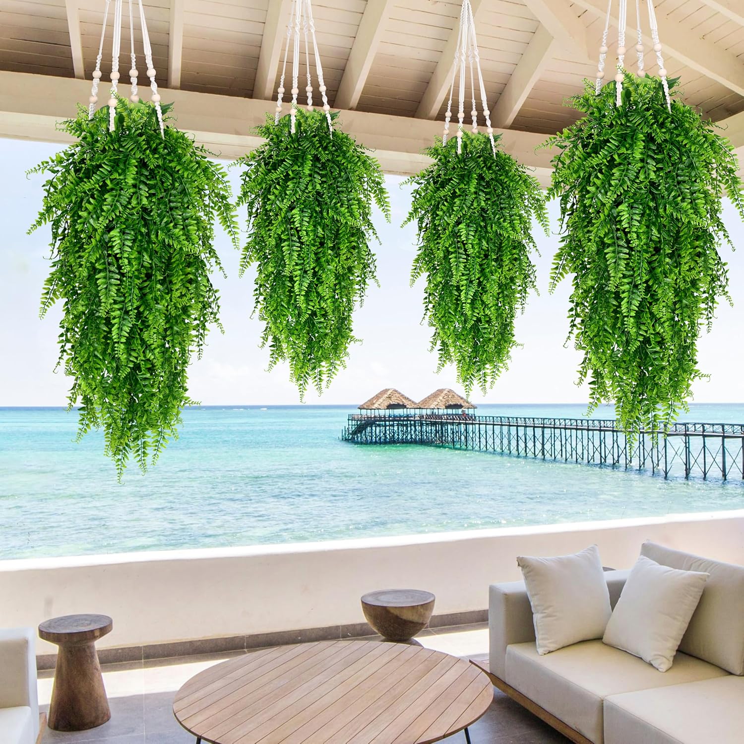 Waipfaru Artificial Hanging Plants Fern Vines, 4-Pack photo 5