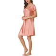 thumbnail image 4 of Unique Bargains Women's Pajama Dress Satin Sleepwear Nightshirt Soft Lounge Nightgowns, 4 of 5