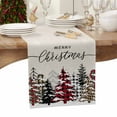 thumbnail image 4 of Table Runner Dresser Scarves 72 Inch Long, Merry Christmas Tree Sketch on Linen Linen Dining Table Runners Checker Leopard Stripe Tabletop Scarf for Wedding Holiday Party Kitchen, 4 of 7