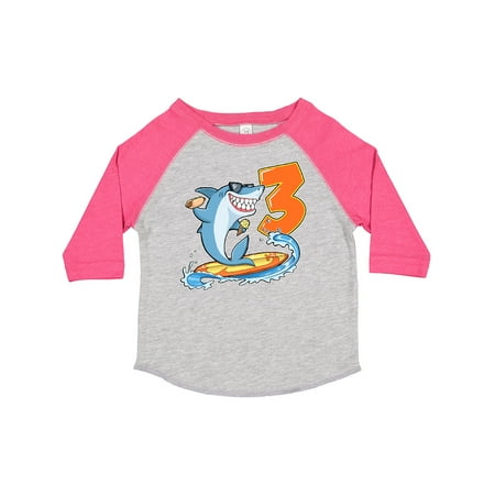 

Inktastic Third Birthday Surfing Shark with Hot Dog and Ice Cream Gift Toddler Boy or Toddler Girl T-Shirt