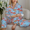 thumbnail image 5 of KLL Flamingo Print Women's Long Sleeve Pajamas with Pants Sleepwear Loungewear 2 Set-XX-Large, 5 of 7