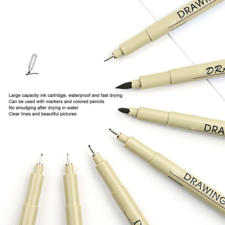  DAUZ Micro Fineliner Drawing Art Pens, Micro Pen Clear Line 12  Size Waterproof DIY Smoothly Writing for Technical Drawing for Calligraphy  : Everything Else