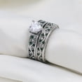 thumbnail image 5 of Matching Ring Couple Rings White Gold Plated 1CT CZ Women Wedding Ring Sets Female Ring, 5 of 7