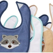 Hudson Baby Infant Boy Cotton Terry Drooler Bibs with Fiber Filling 10pk, Raccoon, One Size