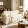 thumbnail image 5 of Stretch Textured Sofa Cover with Ruffled Skirt, 3-Seater Couch Slipcover for 75"-90" Sofa, Soft Seersucker Fabric Protector for Pets, Living Room Decor, Washable, 1PK, 5 of 6
