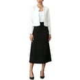 thumbnail image 2 of Tweed Jackets for Women Long Sleeve Crewneck Open Front Work Business Blazer Jacket XS White, 2 of 6