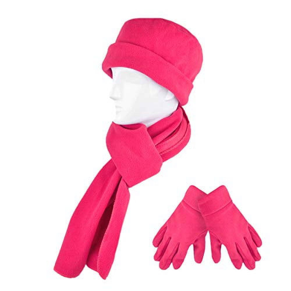 Women\'s Warm Set Winter Gloves Hat, and Fleece Set Scarf, 