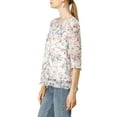 thumbnail image 5 of INSPIRE CHIC Mother's Day Women's Tops 3/4 Sleeves Ruffle Hem Floral Chiffon Shirt Blouses White-Pink Floral 2XL, 5 of 8