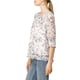 thumbnail image 4 of INSPIRAR CHIC Blusa de Chifón Floral para Mujeres de Manga 3/4 Cuello Redondo con Dobladillo Volante Blanco-Rosa Floral 3XL, 4 of 7