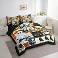 thumbnail image 3 of Manfei Happy Halloween Bed in a Bag King size, Spooky Ghost Crow Bed Set, Trick or Treat Reversible Bedding King Size, Breathable Bedroom Decoration, 7pcs, 3 of 6