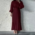 thumbnail image 6 of Satin Dress, Long Sleeve Elegant Dress for Women, Loose Fitting Casual Party Dress with Accordion Pleats, 6 of 9
