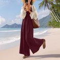 thumbnail image 2 of ZQUUVOU Women's Jumpsuit Casual Solid-Color Button Pocket Long Trousers(Burgundy,S), 2 of 7