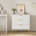 thumbnail image 7 of Nightstand Table with 3 Drawers, Honeycomb Pattern Wooden Side Table with Storage, Office File Cabinet, side table for Bedroom, Bedroom, Hallway, Hotel Bedside Table/Wardrobe Organizer, 7 of 7