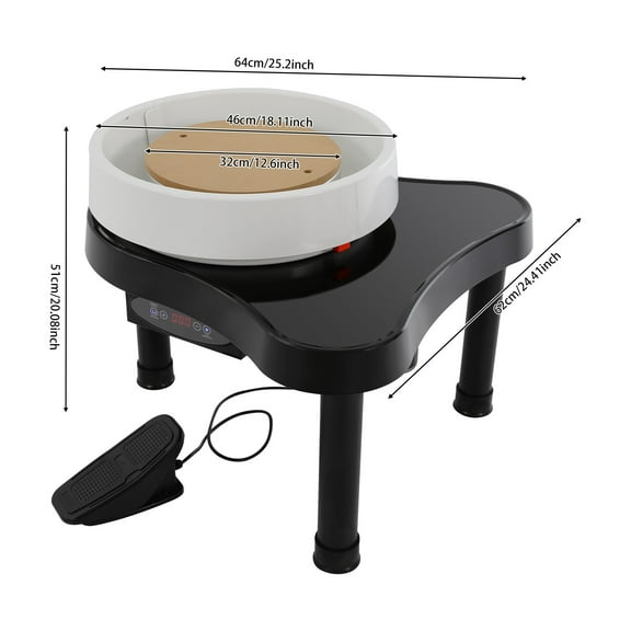 Pottery Wheel 12.6in/32cm Ceramic Wheel Machine Clay Forming DIY Art Craft Black