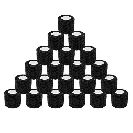 Tattoo Grip Cover Wrap,21PCS Disposable Cohesive Tattoo Grip Cover Elastic Bandage Handle Grip Tube for Tattoo Machine Tattoo Grip Accessories(Black)