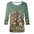 thumbnail image 4 of MuXiKeJi Clothes Kids Easter Shirt Womens Happy Easter Rabbit Tops Egg 3/4 Sleeve T-Shirt Tops Round Neck Fashion Blouse Trendy Work Clothes, 4 of 4