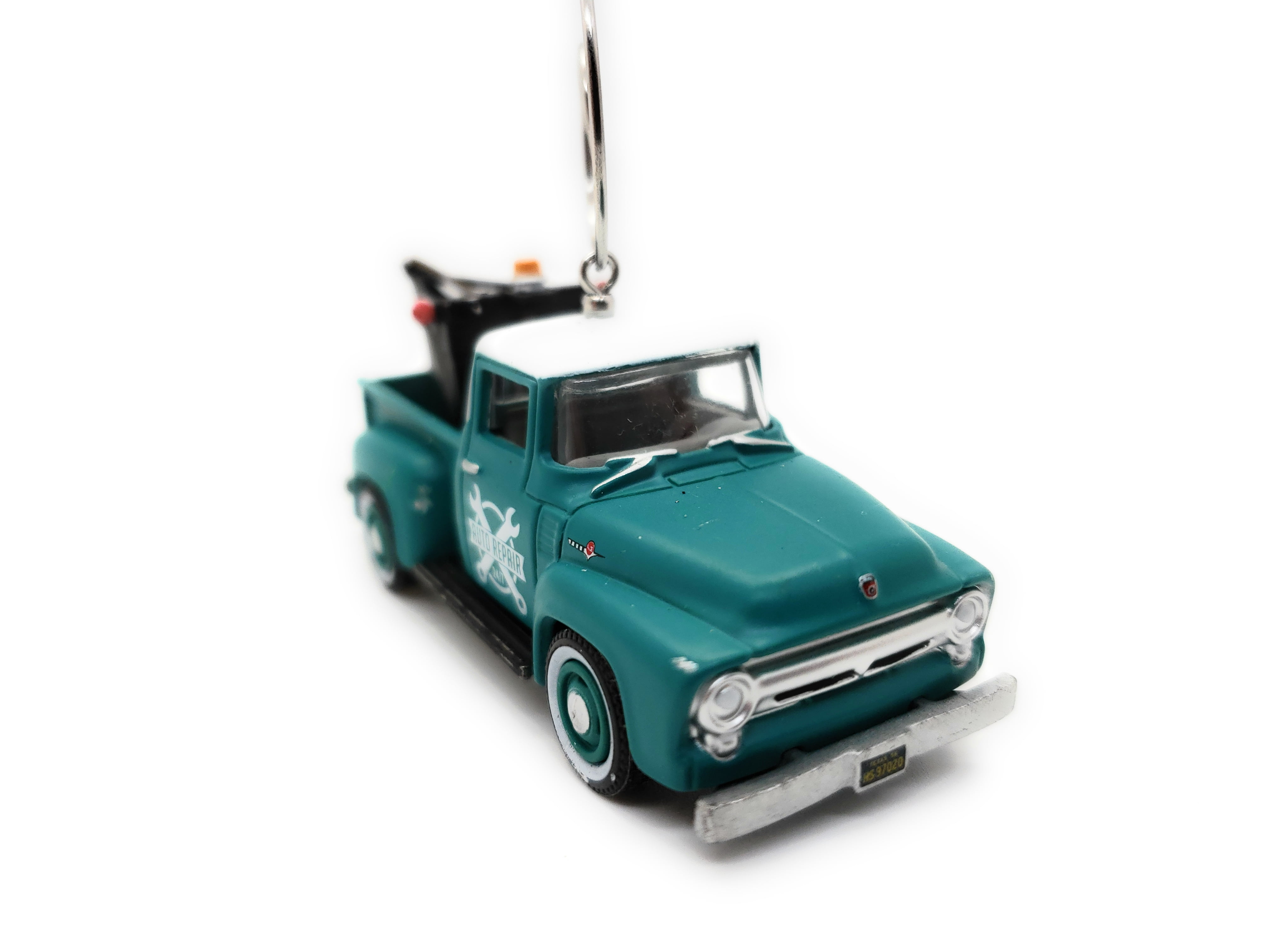 1956 Ford F-100 Tow Truck Custom Christmas Ornament 1:64 Diecast Green