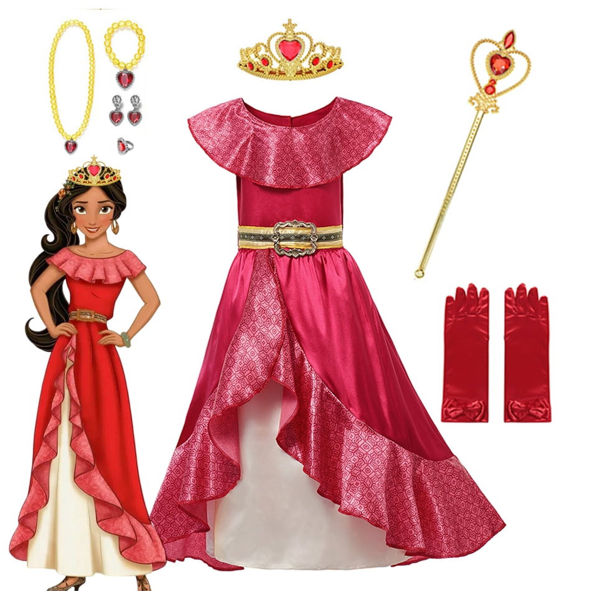 Disfraz de Princesa Elena de Avalor para nina ropa de juego de rol de Anime de Disney traje de Cosplay de Carnaval de Halloween vestido largo con volantes rojos para nino Walmart en linea