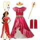 thumbnail image 2 of Disfraz de Princesa Elena de Avalor para niña, ropa de juego de rol de Anime de Disney, traje de Cosplay de Carnaval de Halloween, vestido largo con volantes rojos para niño, 2 of 5