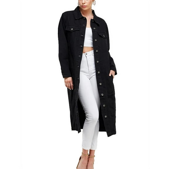 VKWEAR Cotton, Long Casual Maxi Length Denim Coat (Women's)