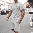 thumbnail image 5 of RUTAYY Men's Outfits Summer Tracksuit Plus Size Casual Short Sleeve Round Neck Athletic Suit Coconut Tree Print Drawstring Waist Tracksuit Trendy Travel Clothing Sets, 5 of 6