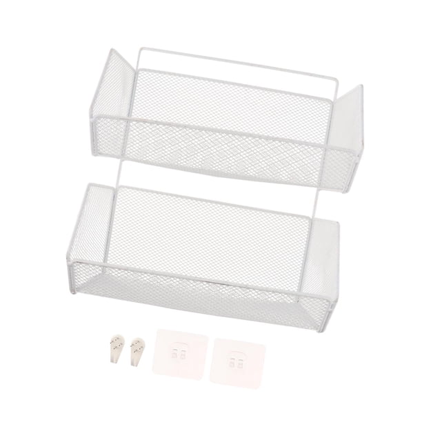 Cesta de pared colgante, cesta de almacenamiento de cocina, cesta de frutas, estante de almacenamiento para gabinete, Doble capa grande