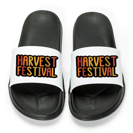 

Bodensee Women Slide Sandals Slippers Soft Lightweight Harvest Festival Quick Dry Open Toe Summer Shoes Black size 7.5