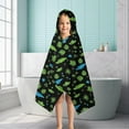 thumbnail image 6 of Black Cartoon Crocodiles Leaves Pattern Hooded Bath Towel，50"x30" for Ages 3 To 12 Kids, Quick Dry Lightweight Soft Microfiber Hood Beach Towel Cover Up for Kids, 6 of 7