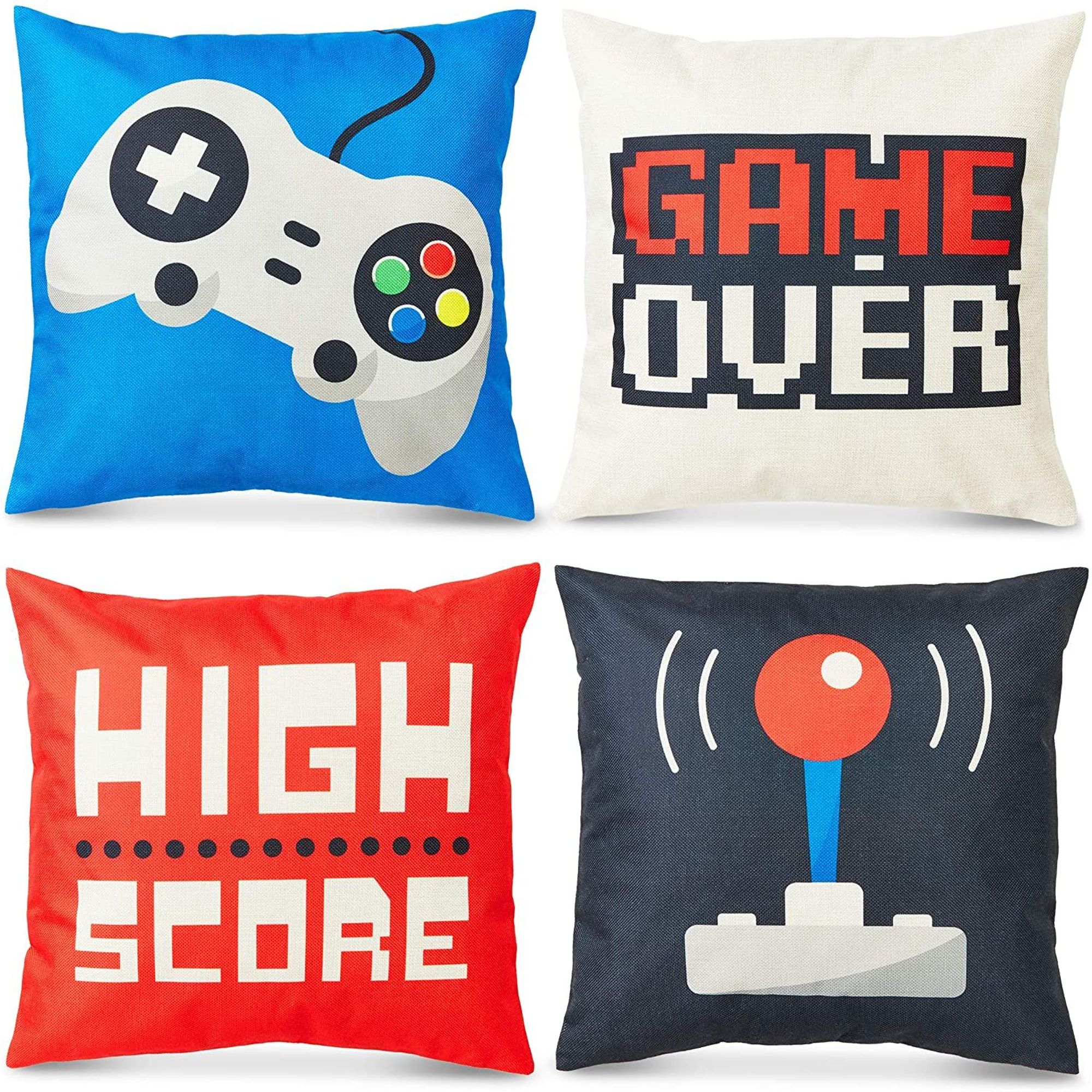 Set of 4 Video Game Theme Decorative Throw Pillow Covers Cushion Case