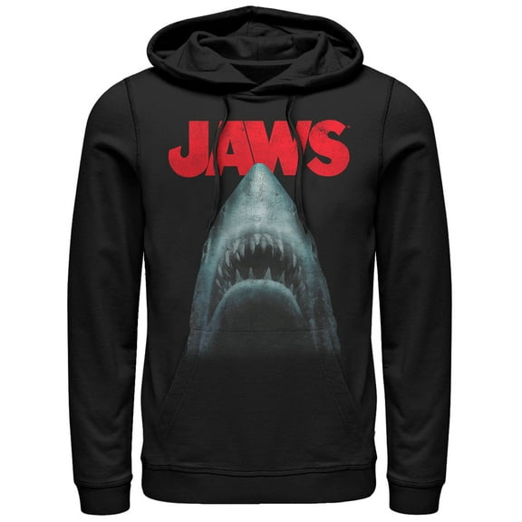 Men's Jaws Shark Teeth Poster Pull Over Hoodie Black Small