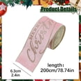 thumbnail image 2 of Merry Christmas Velvet Wired Edge Ribbon, 2.4 Inch × 6.6 Feet Glitter Ribbon with Rose Gold Lettering for Xmas Tree Bow Wreath Craft Gift Wrapping Holiday Home Decor 1 Roll,Pink, 2 of 6