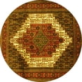 thumbnail image 1 of Ahgly Company Machine Washable Indoor Round Persian Yellow Traditional Area Rugs, 4' Round, 1 of 4