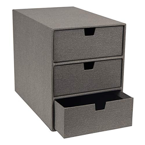 Bigso Ingrid 3-Drawer Fiberboard Desk Organizer Drawers | Dark Grey