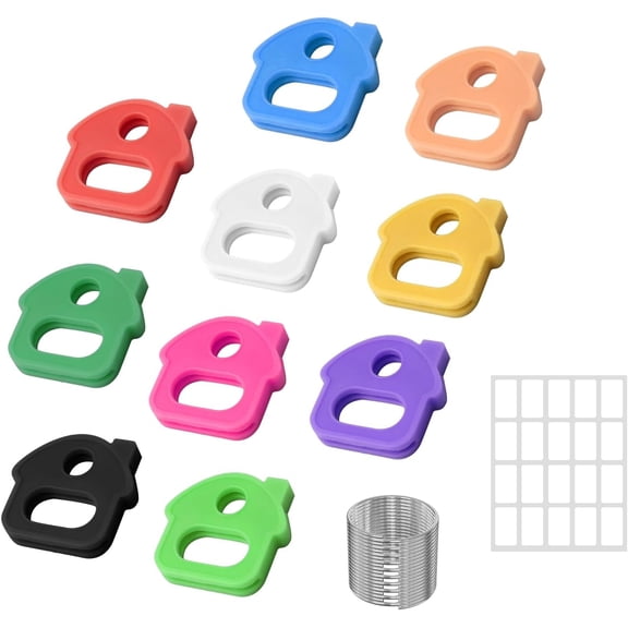Key Covers Caps, Key Identifiers with Labels and Ring, Durable Silicone Key Covers for House Key, Colored Key Markers Tags Protectors for Standard Keys