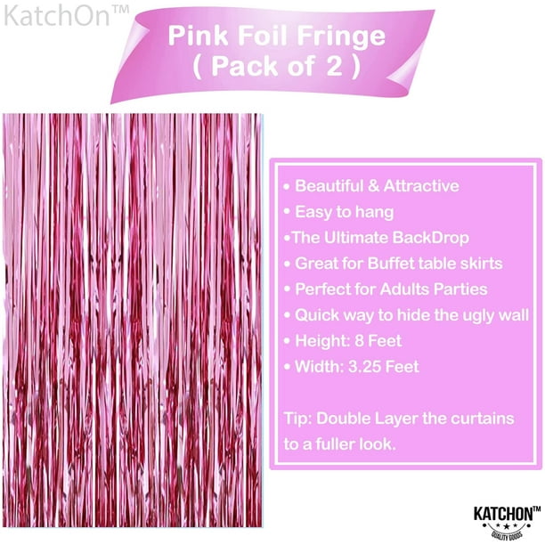 KatchOn, XtraLarge Hot Pink Fringe Backdrop - 6.4x8 Feet, Pack of 2 | Hot Pink Streamer Backdrop for Hot Pink Birthday Decorations | Hot Pink