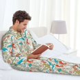 thumbnail image 6 of Naloa Wild Sea Life Men’s Pajamas Set - Long Sleeve Button Down Sleep Shirt and Pajama Bottoms Sleepwear Set-Medium, 6 of 7