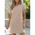 thumbnail image 3 of DOKOTOO Women's Casual Tee Shirt Dress Short Sleeve Crew Neck Mini Dresses, 3 of 6